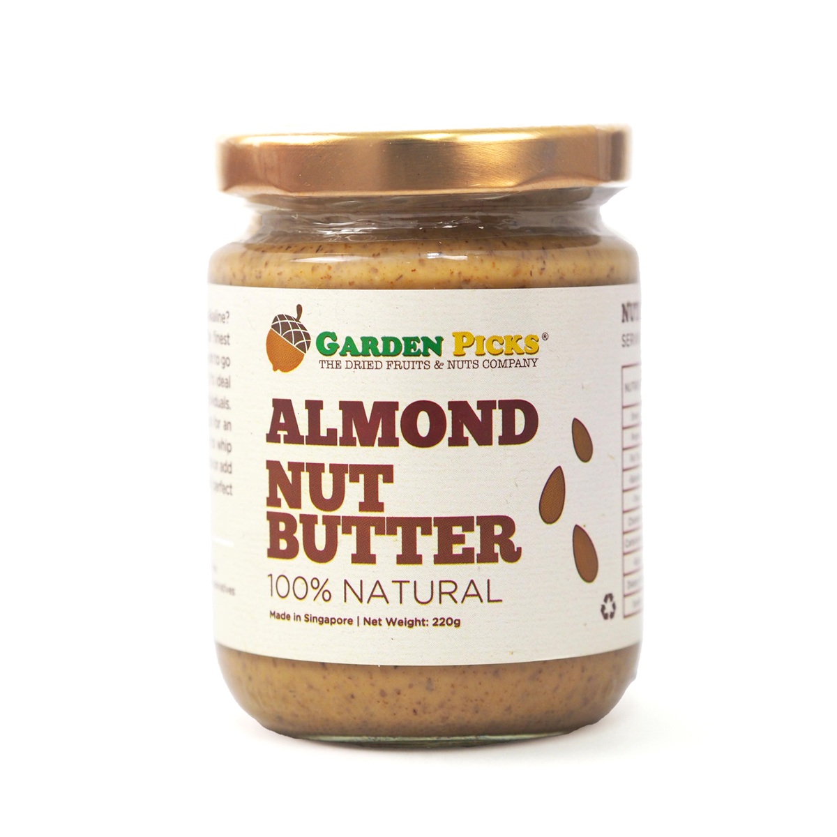 Almond Nut Butter (220gm) *Coarse* (Singapore Manufactured)