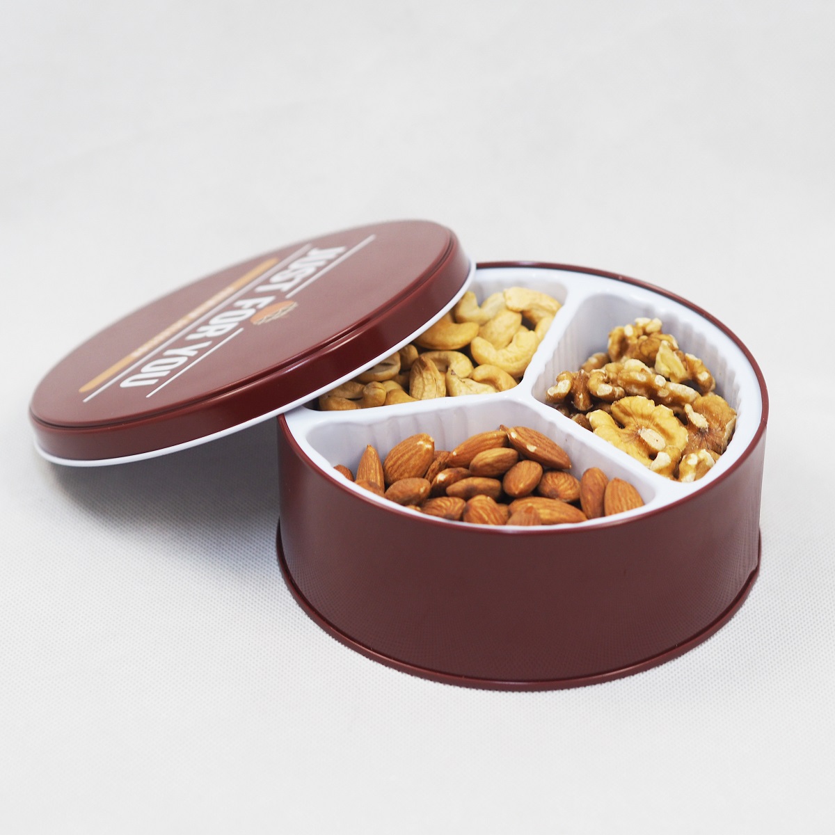 PLATTER MAROON (TRIO NUT PLATTER – THREE SECTIONS)
